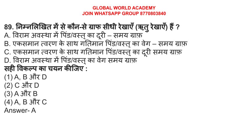 CTET 2023 SCIENCE MCQ MOTION GRAPH